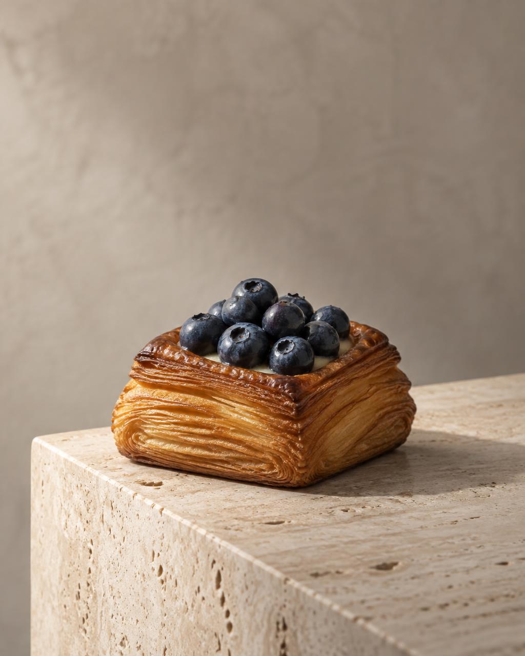 Dolce con frutti di bosco pronto sul banco